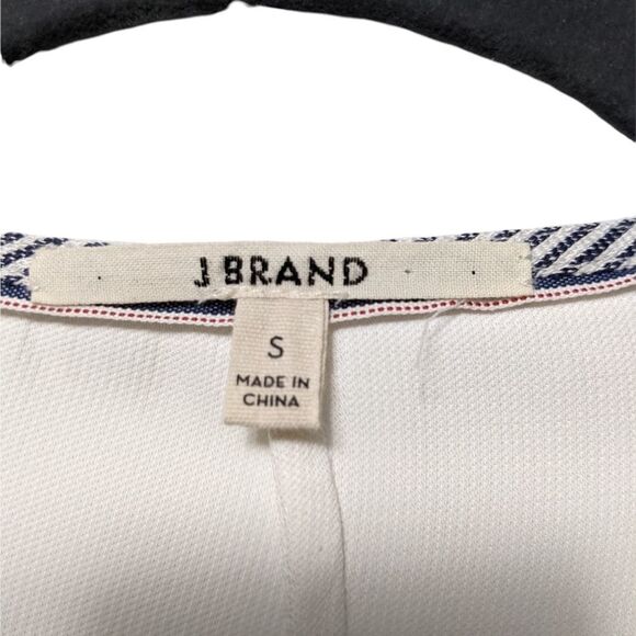J BRAND Linen Striped Contrast Back Button Top S - Picture 4 of 8